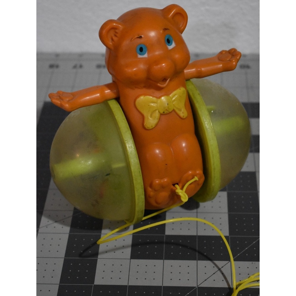 1978 Quaker Oats Fisher Price 642‎ USA Bob Along Bear Pull Toy Vintage Baby